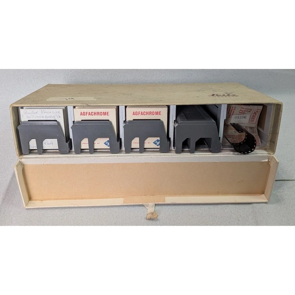 Leitz Wetzlar Slide Storage Box Vintage Tan Fair 35mm Trays Agfachrome Sears